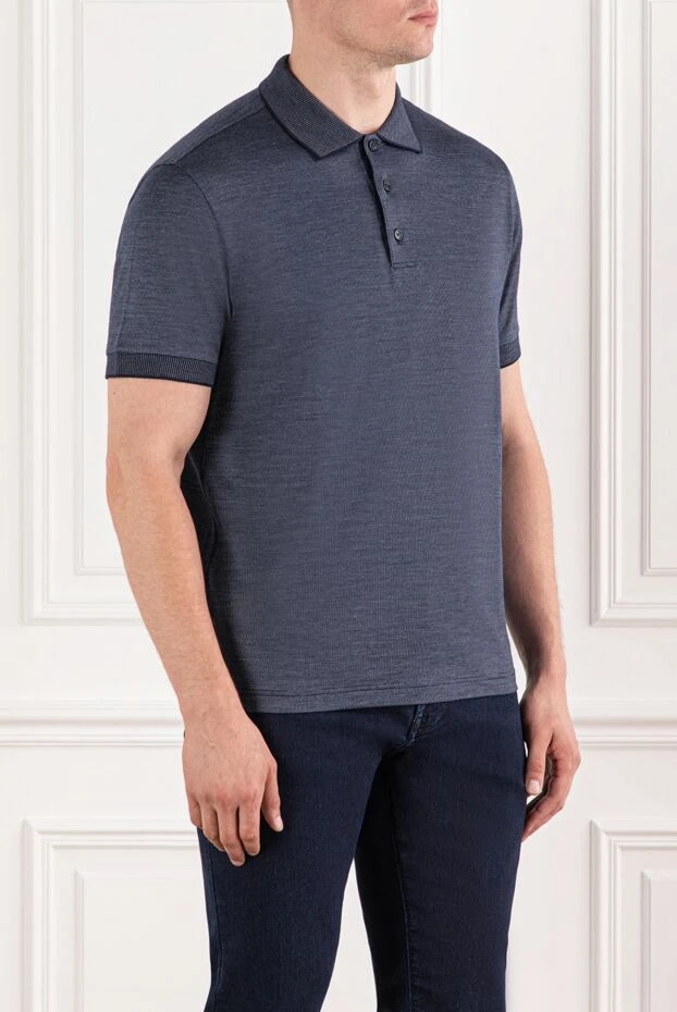 Brioni men's premium cotton polo shirt in sophisticated blue-grey tone

 190029 - photo 3