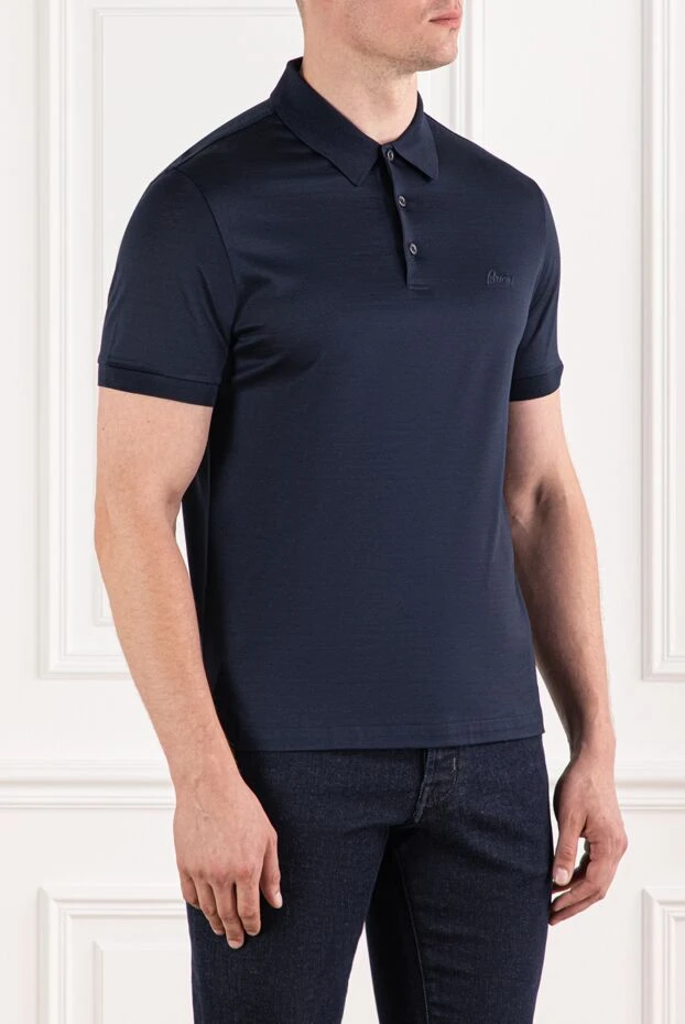 Brioni cotton polo in rich blue with embroidered logo on the chest

 190030 - photo 3