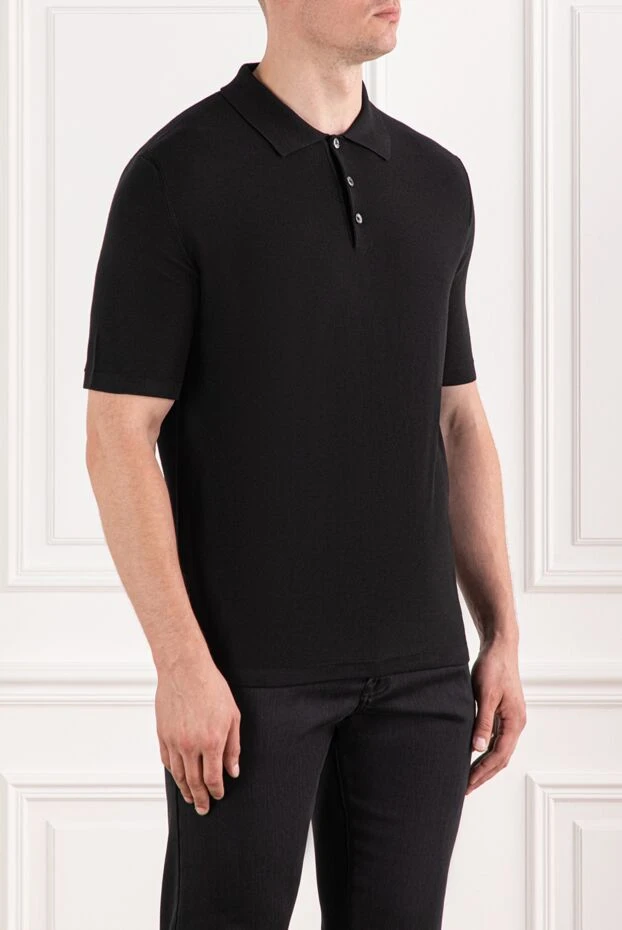 Brioni polo shirt in fine silk in classic black with an elegant silhouette
 190031 - photo 3