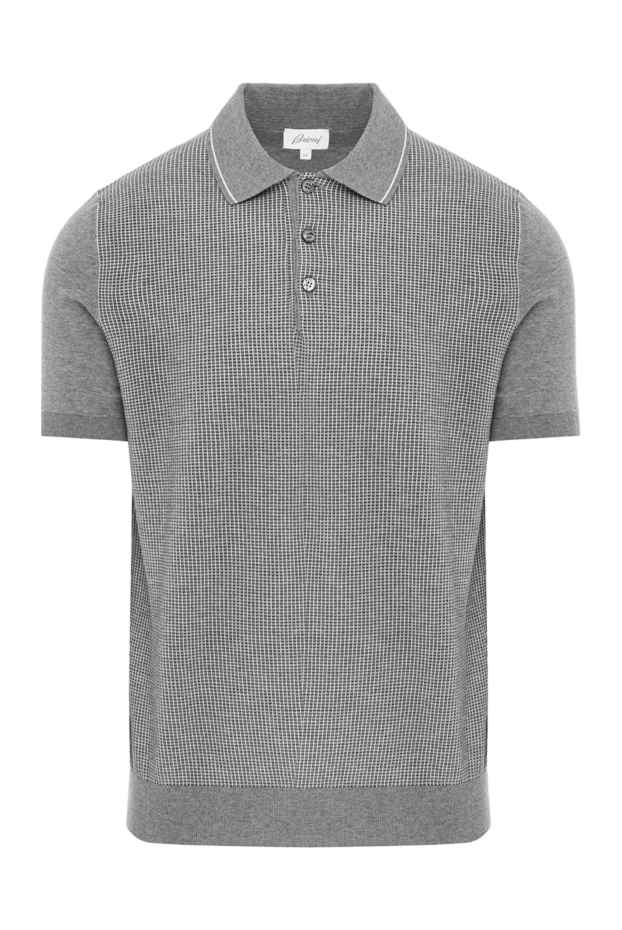 Brioni поло из мягкого хлопка с текстурой в мелкую клетку и трикотажной отделкой
190033 - фото 1