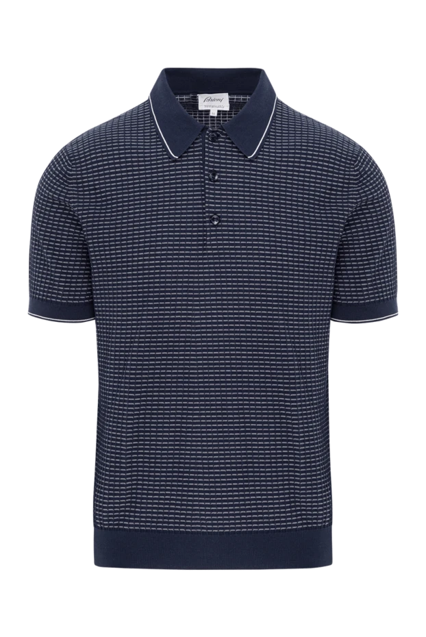 Синее поло из дышащего хлопка с декоративной вязкой и контрастным воротником
- фото 1