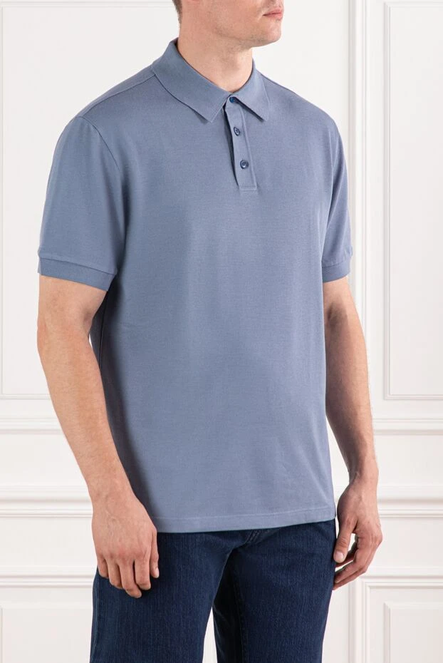Brioni cotton polo shirt in grey-blue with three matching buttons

 190036 - photo 3