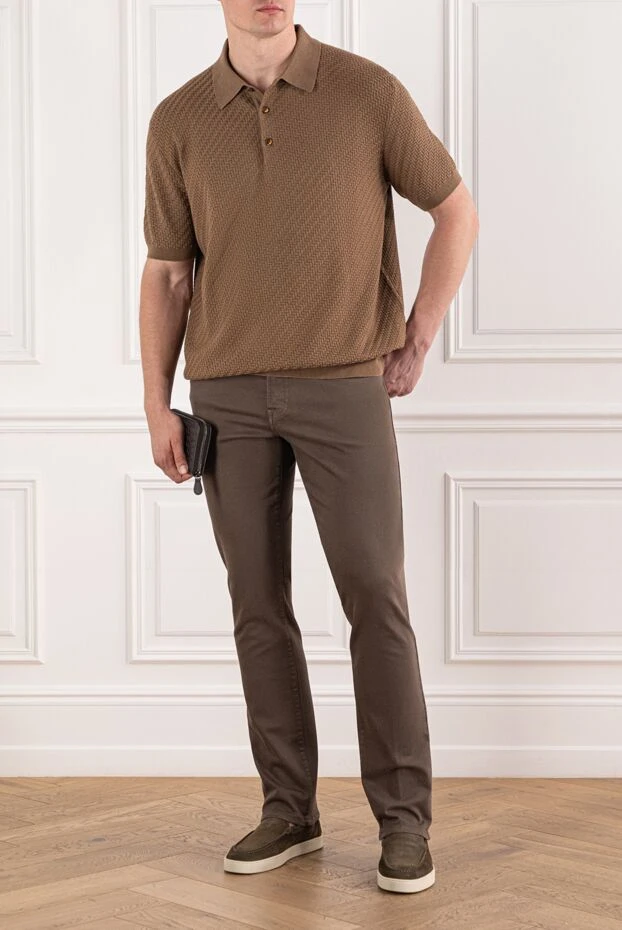 Текстуралы өрнегі және жібектей жылтырлығы бар тоқылған қоңыр поло
 - фото 2