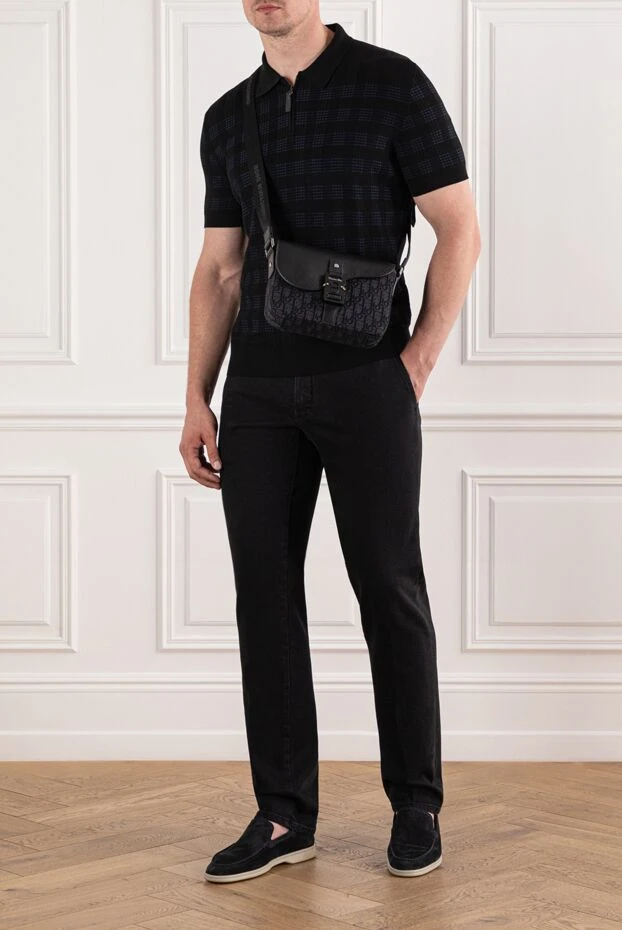 Тыныс алатын мақта-матадан жасалған қара және көк түсті ілгектегі поло көйлек
- фото 2