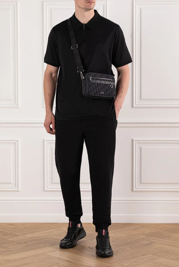 Brioni black polo with zip and branded embroidery on the chest
 190040 - photo 2