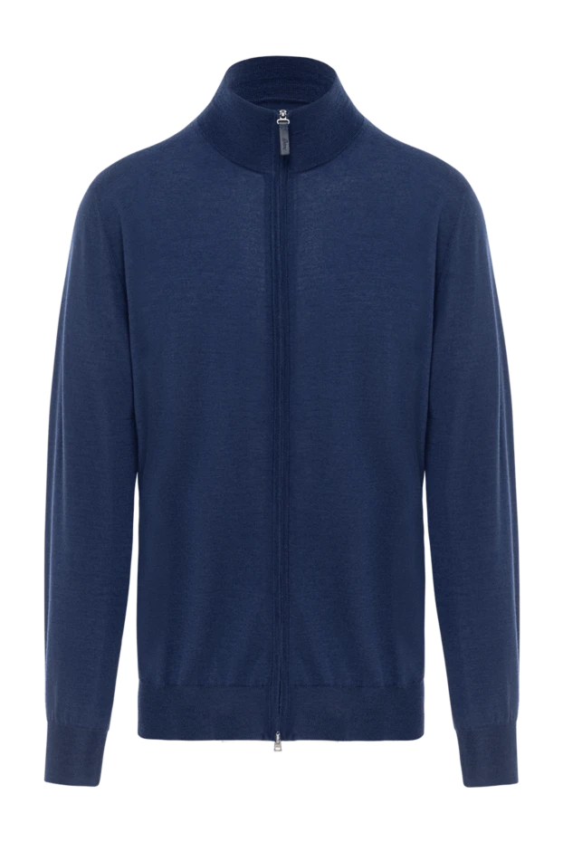 Джемпер мужской тёмно синий кашемир и шёлк на молнии - фото 1