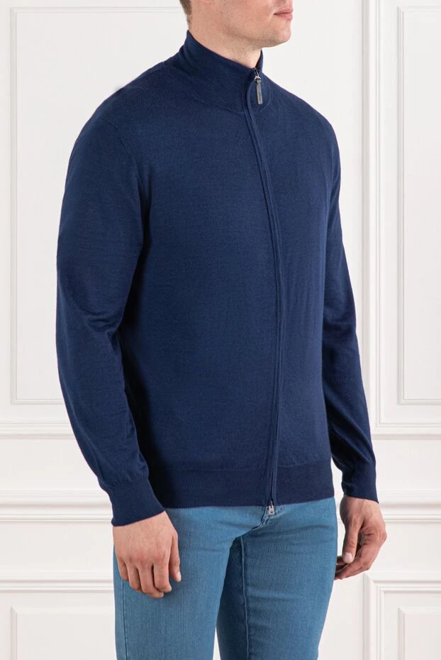 Brioni қою көк кашемирден және найзағайлы жібектен ерлер секіргіші 190042 - фото 3