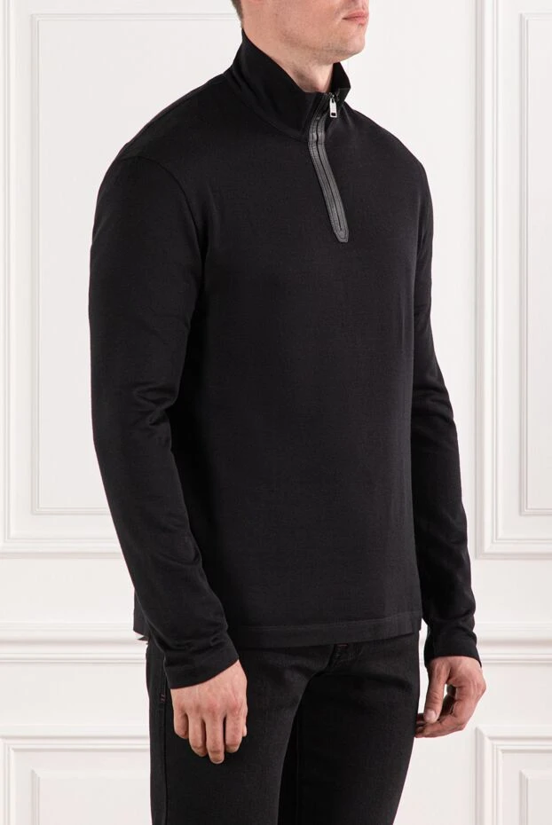 Brioni мужской тройер чёрный минималистичный с молнией до груди
 190049 - фото 3