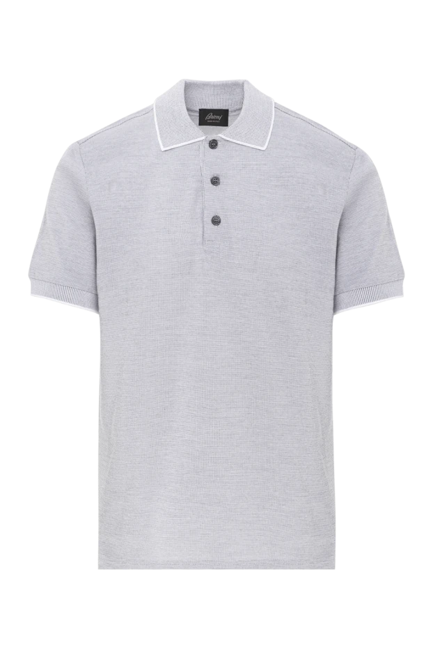 Polo shirt in grey cotton and silk with contrast collar trim
- photo 1