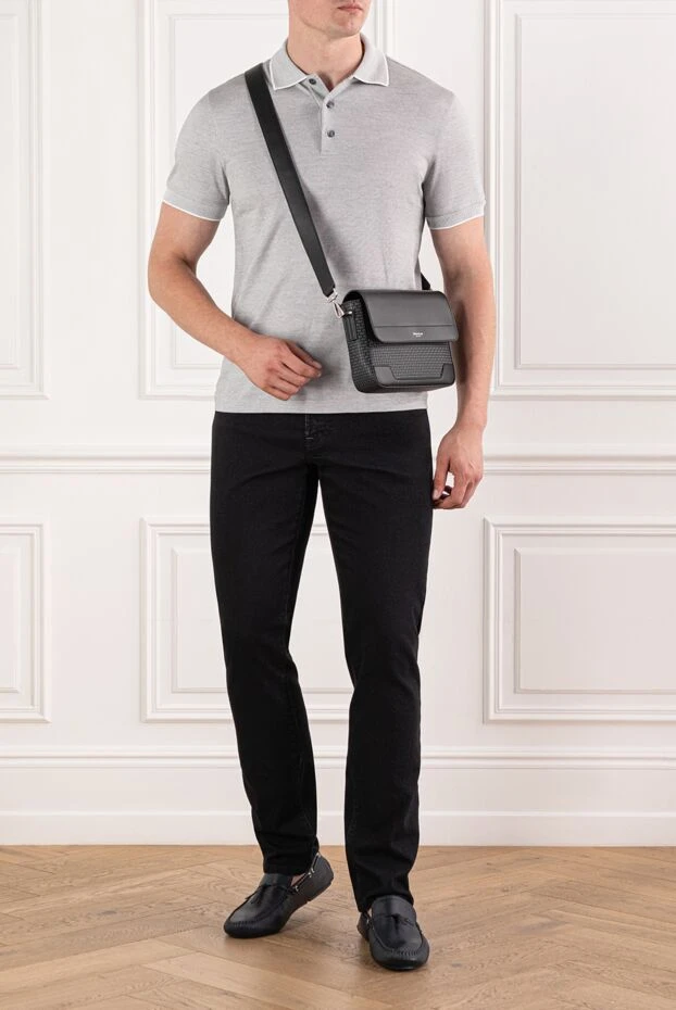 Brioni сұр мақта және жібектен жасалған, контрастты жағасы бар поло жейде
190050 - фото 2