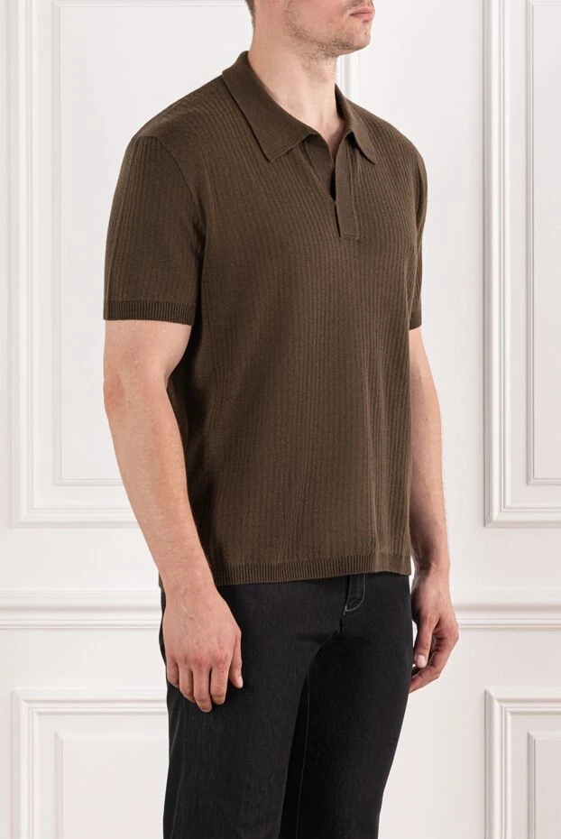 Brioni brown ribbed polo with pull-on collar
 190052 - photo 3