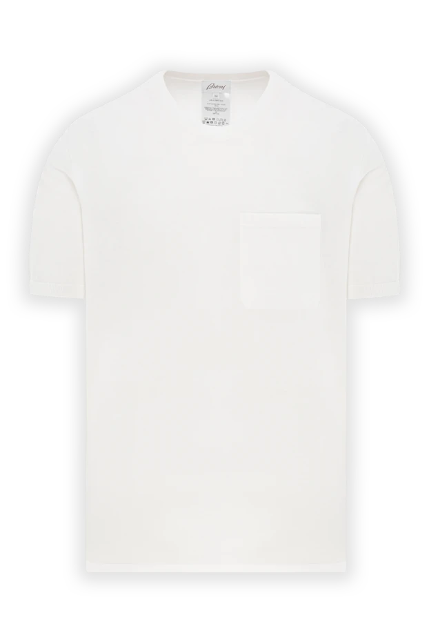 Джемпер мужской белый хлопковый с карманом на груди - фото 1