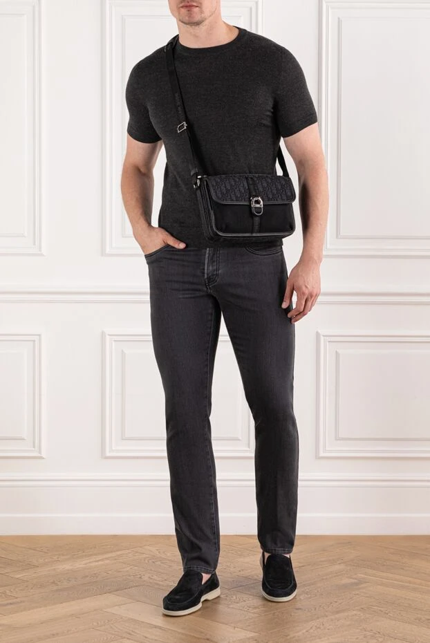 Джемпер из кашемира и шелка с коротким рукавом в графитовом цвете - фото 2