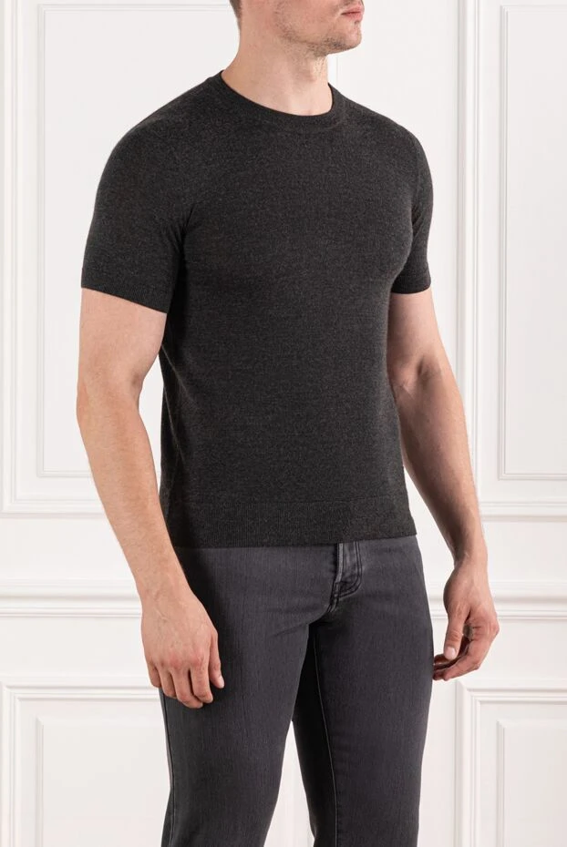 Brioni графиттен жасалған кашемир және жібек қысқа жеңді секіргіш 190054 - фото 3