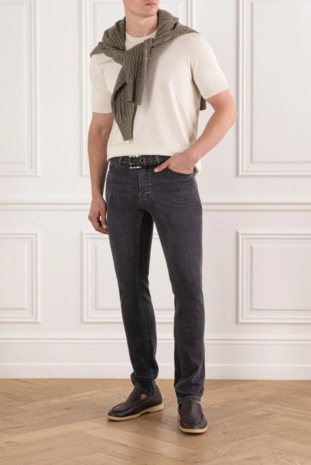 Brioni мужской хлопковый джемпер цвета айвори с прямым кроем
 190055 - фото 2