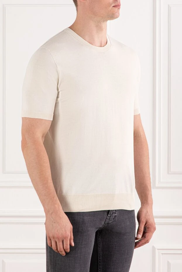 Brioni мужской хлопковый джемпер цвета айвори с прямым кроем
 190055 - фото 3