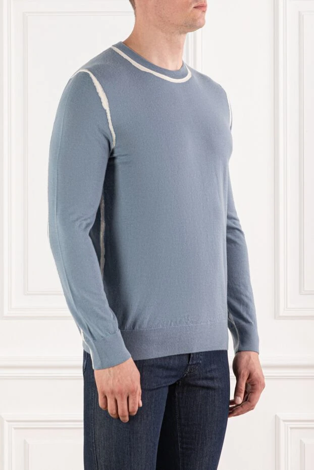 Brioni тігісте ақ екпіні бар көк кашемирден жасалған секіргіш 190059 - фото 3