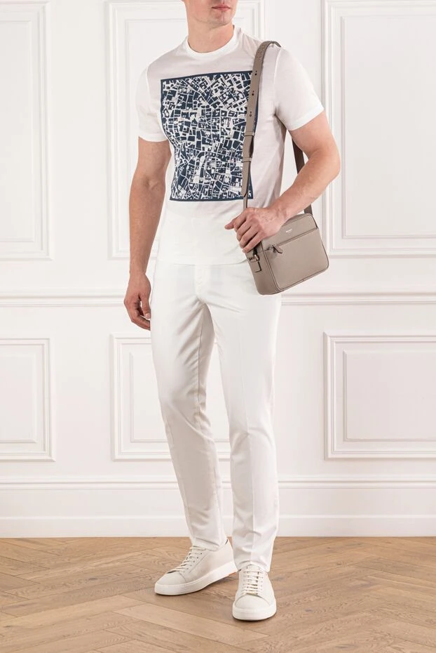 Brioni white t-shirt with map graphic and straight cut
 190061 - photo 3