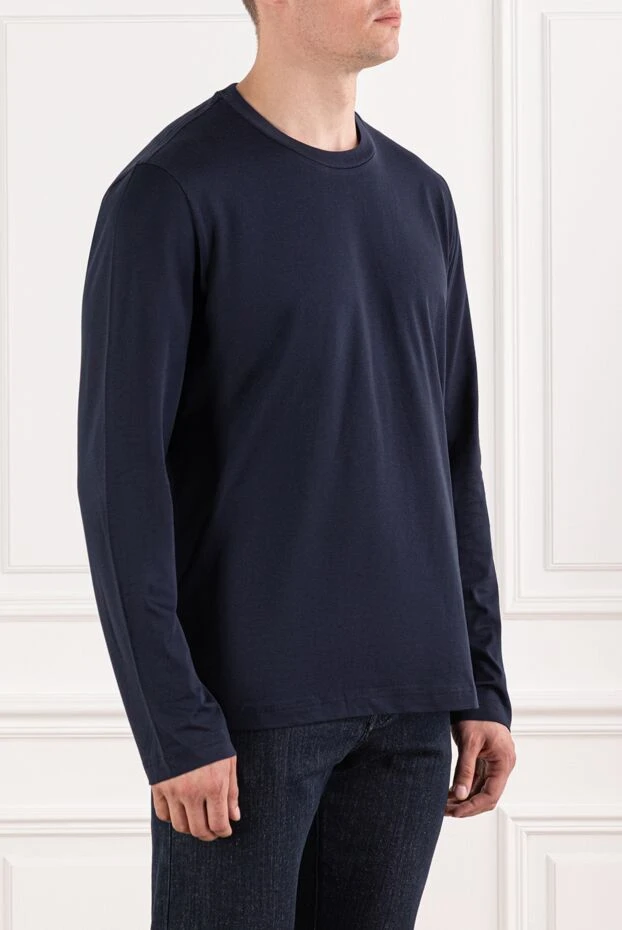 Brioni свитшот синий из мягкого хлопкового трикотажа без декора 190063 - фото 3