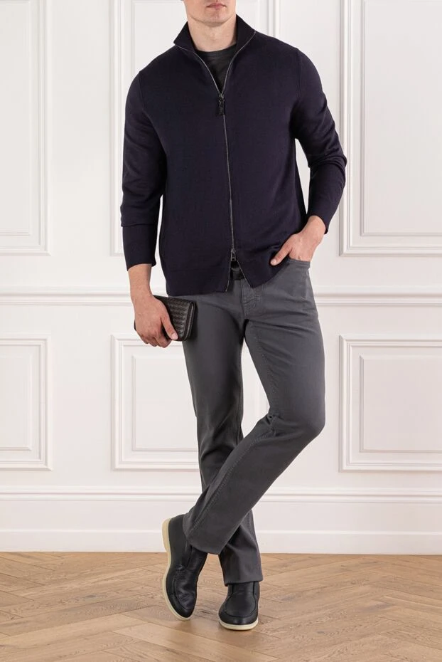 Brioni кашемир қосылған мақта жіптен жасалған биік жағалы кардиган 190065 - фото 2