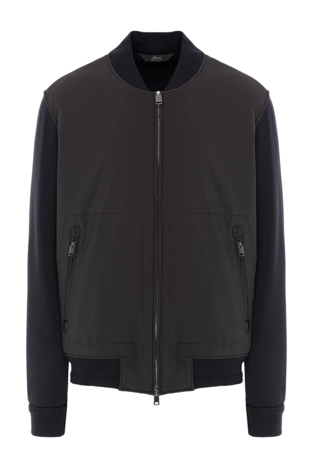 Bomber jacket made of natural black wool with knitted cuffs - photo 1