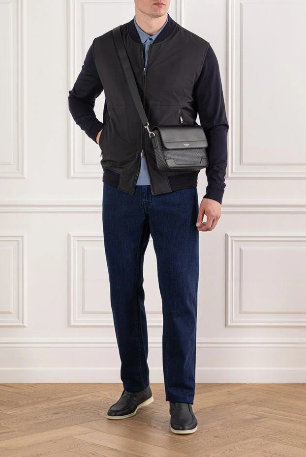 Brioni бомбер из натуральной шерсти черного цвета с трикотажными манжетами 190066 - фото 2