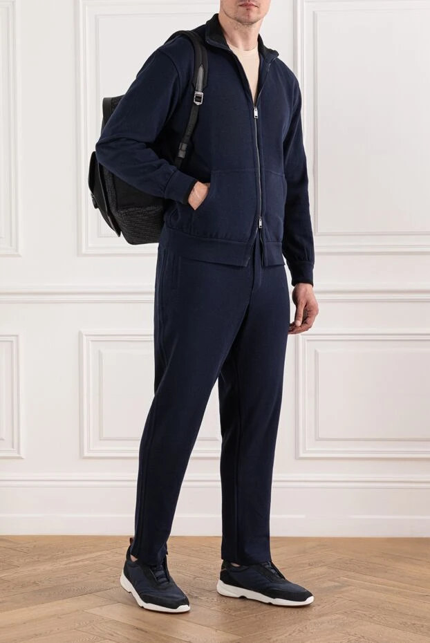 Brioni тёмно-синий мужской костюм для спорта и отдыха на молнии 190067 - фото 2