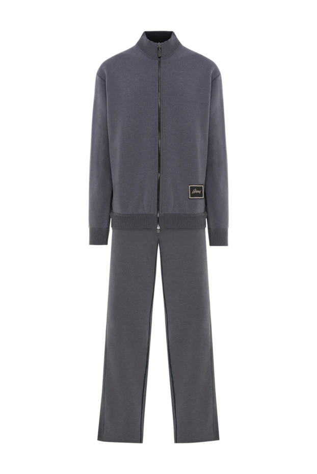 Gray tracksuit with textured cuffs and wide trousers - photo 1