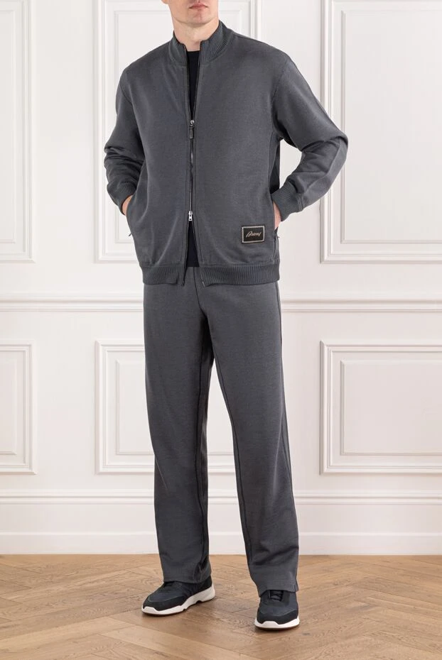 Brioni текстуралы манжеттер мен кең шалбары бар сұр спорт костюмі 190072 - фото 2