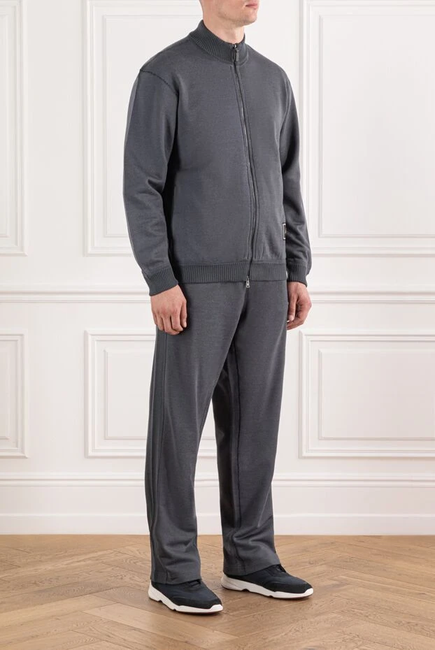 Brioni текстуралы манжеттер мен кең шалбары бар сұр спорт костюмі 190072 - фото 3