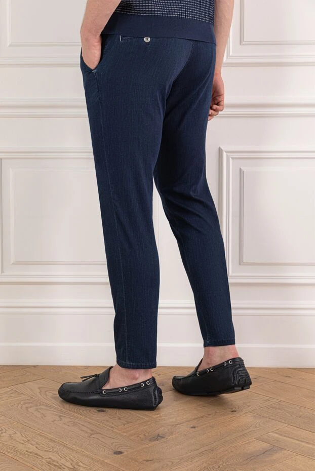 Men's black grain leather loafers with decorative lacing - photo 2