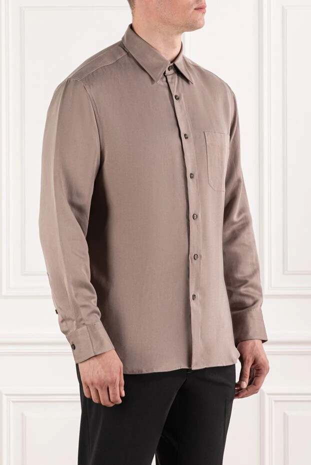 Brioni silk and linen blend shirt with chest pocket and matching buttons
 190074 - photo 3