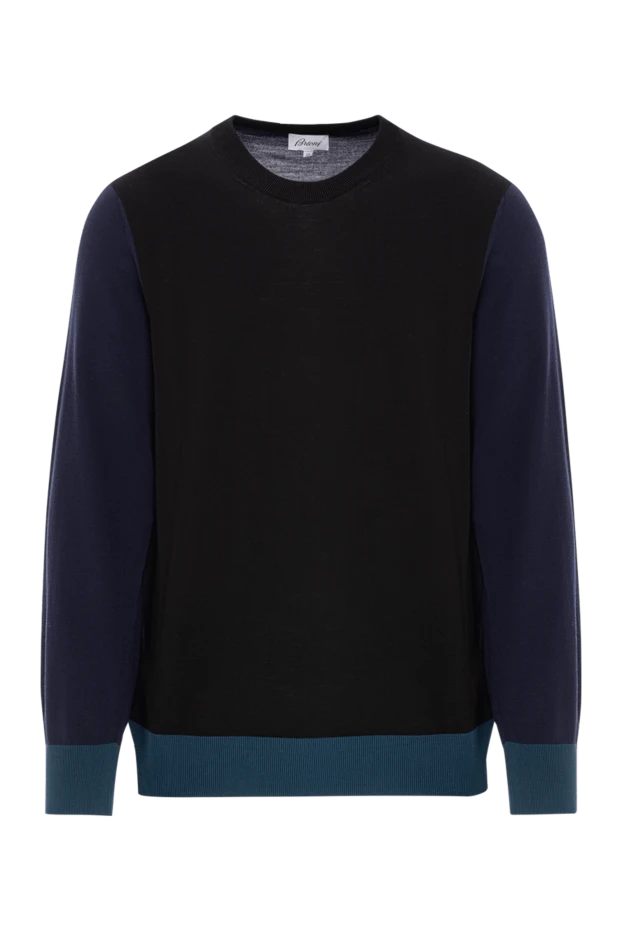 Wool and silk jumper with dark sleeves and blue cuffs - photo 1