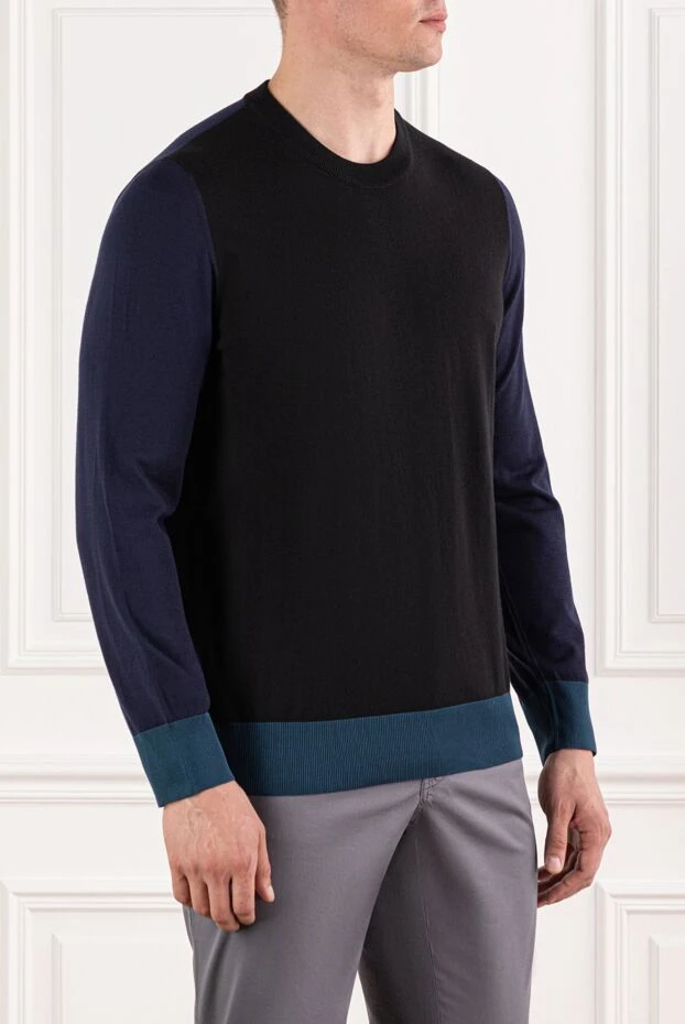 Brioni жүн мен жібектен тоқылған, жеңі қара түсті, манжеттері көк 190075 - фото 3