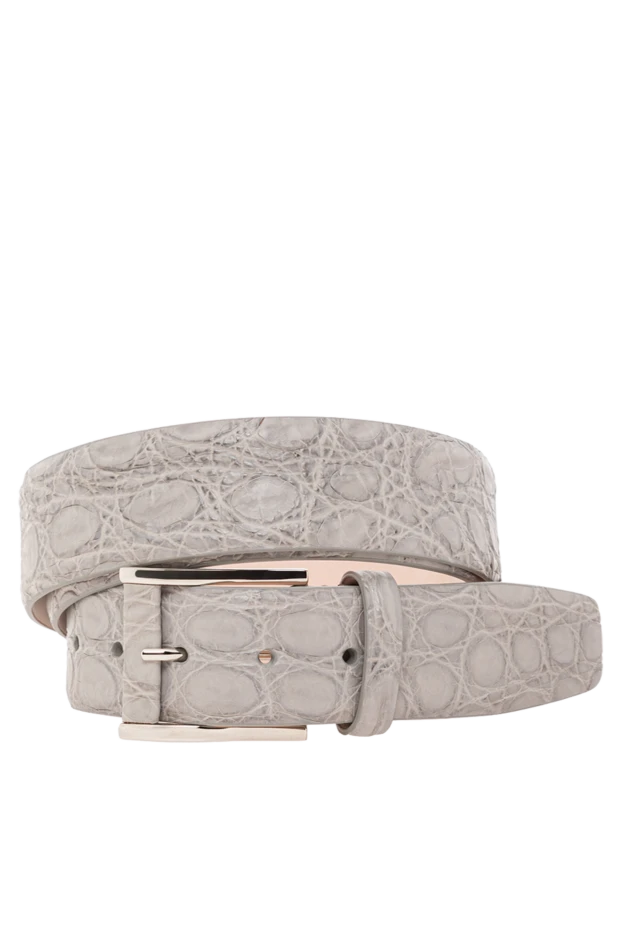 Ремень из матовой серой кожи крокодила с рельефной текстурой
- фото 1