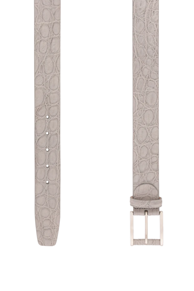 Cesare di Napoli рельефті текстурасы бар күңгірт сұр крокодил былғарыдан жасалған белбеу

 190077 - фото 3