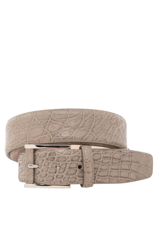 Men's handcrafted crocodile leather belt in mocha shade - photo 1