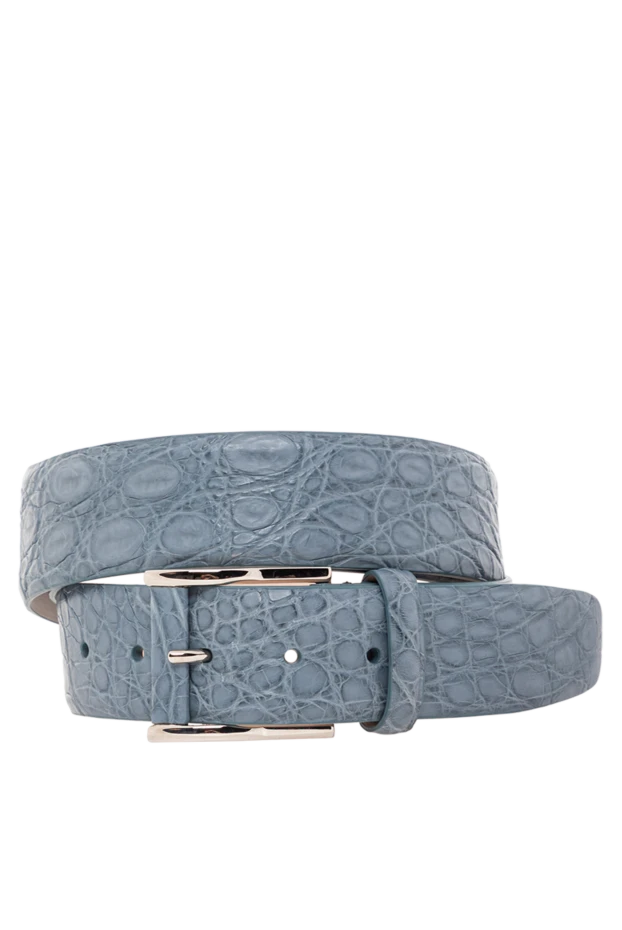Ремень из кожи крокодила серо-голубого цвета с объёмной натуральной фактурой
- фото 1