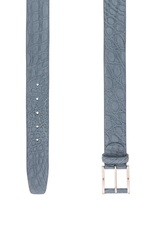 Cesare di Napoli көлемді табиғи текстурасы бар сұр-көк түсті қолтырауын былғары белдігі

 190080 - фото 3