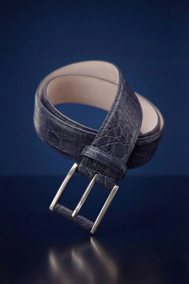Ремень из кожи крокодила в тёмно-синем оттенке с натуральным глянцем
- фото 2