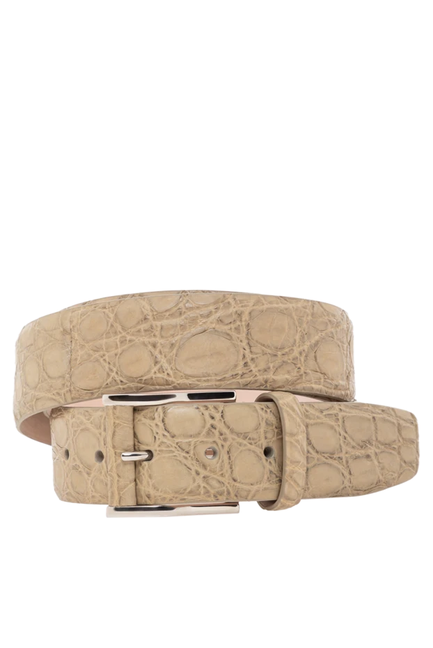 Belt made of matte crocodile leather in a light beige shade with a pronounced texture
- photo 1