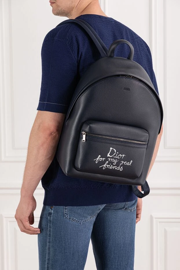 Dior rider 2.0 ерлерге арналған найзағайлы рюкзак қара шынайы былғары 190086 - фото 3