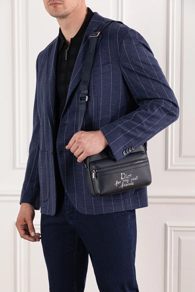 Dior dior rider 2.0 қара былғары zip хабаршы сөмкесі 190088 - фото 2