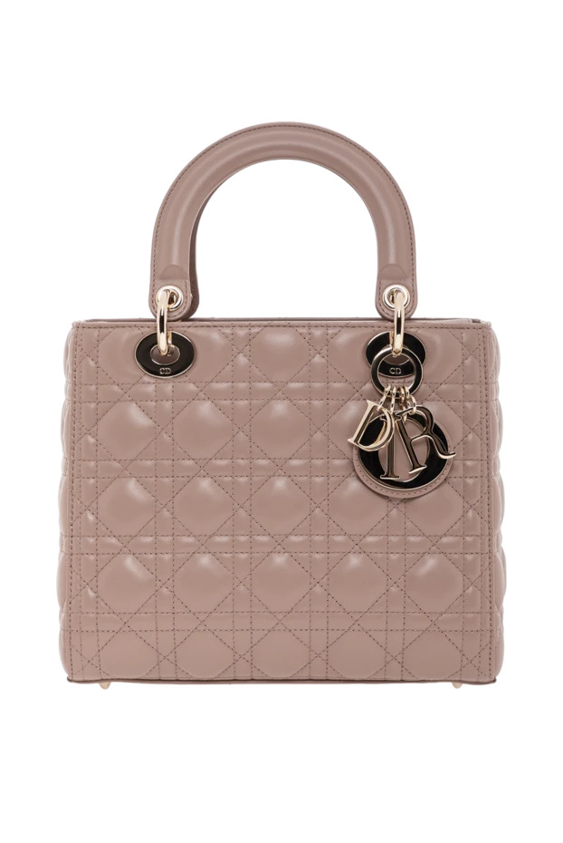Lady Dior Орташа қозы терісінен жасалған сөмке қызғылт түсті - фото 1