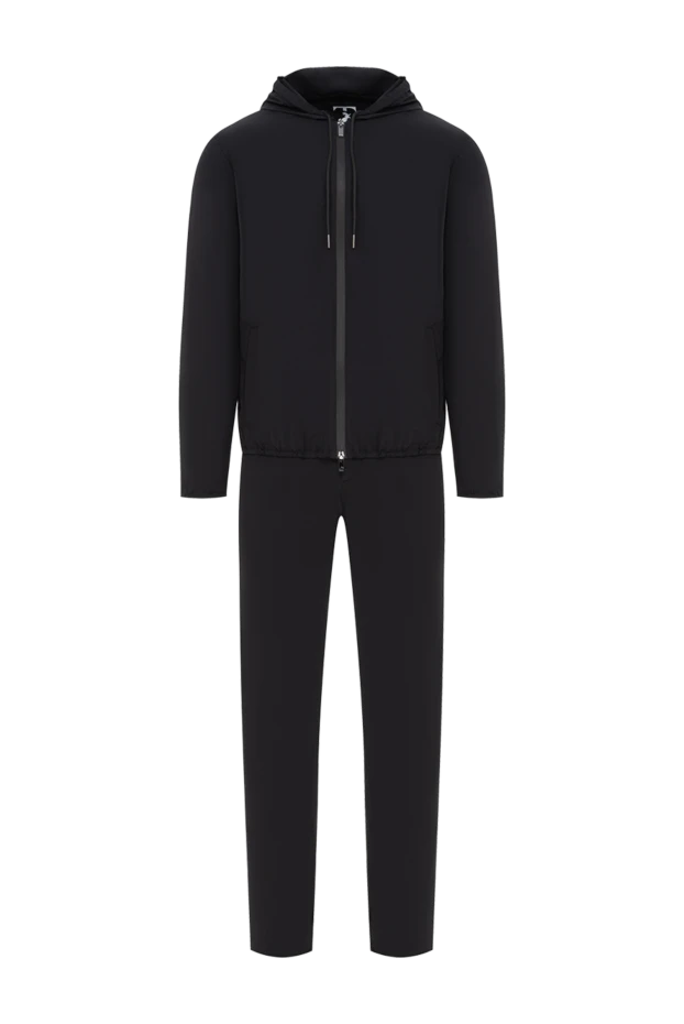 Чёрный спортивный костюм с капюшоном и молнией из лёгкой ткани
- фото 1