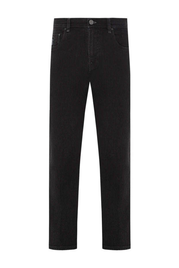 Қара түсті, минималистік бөлшектері бар түзу мақта-мата джинсы - фото 1