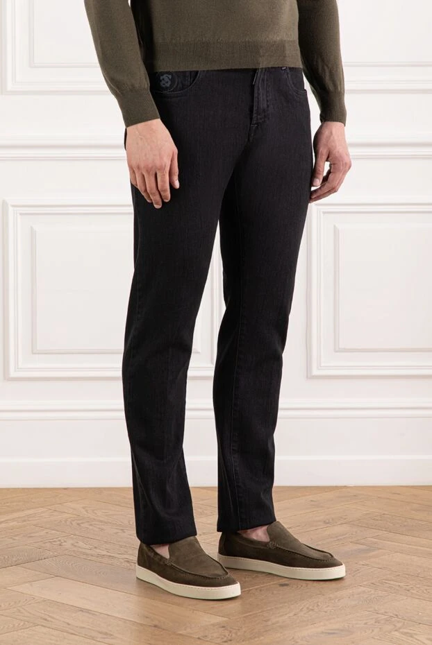 Scissor Scriptor қара түсті, минималистік бөлшектері бар түзу мақта-мата джинсы 190102 - фото 3