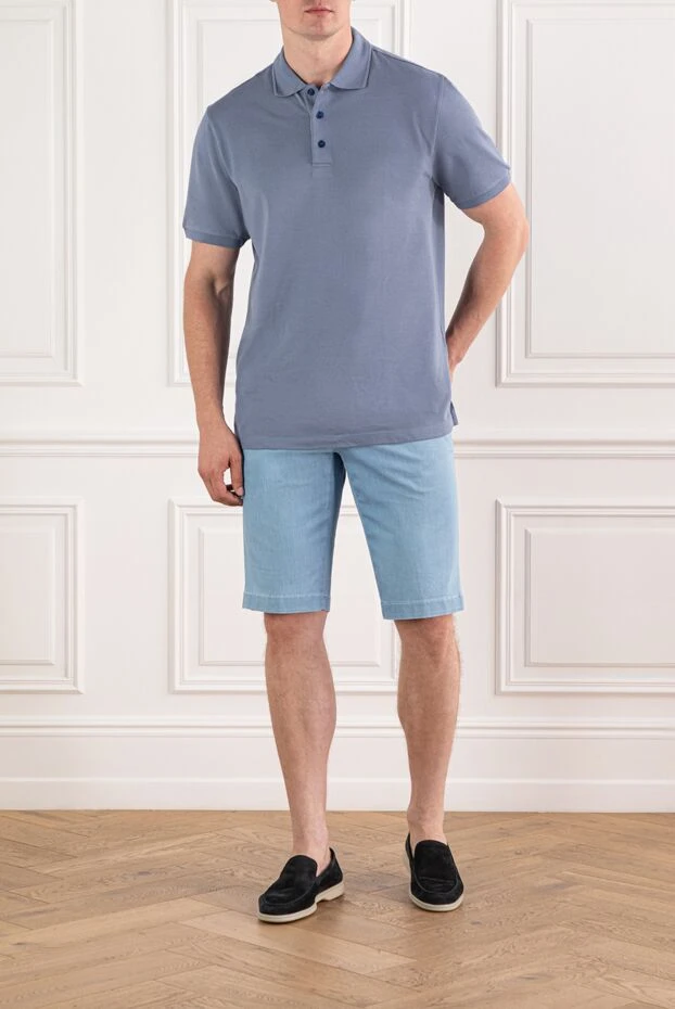 Scissor Scriptor мужские шорты голубые с задними карманами и поясом на шнурке 190110 - фото 2