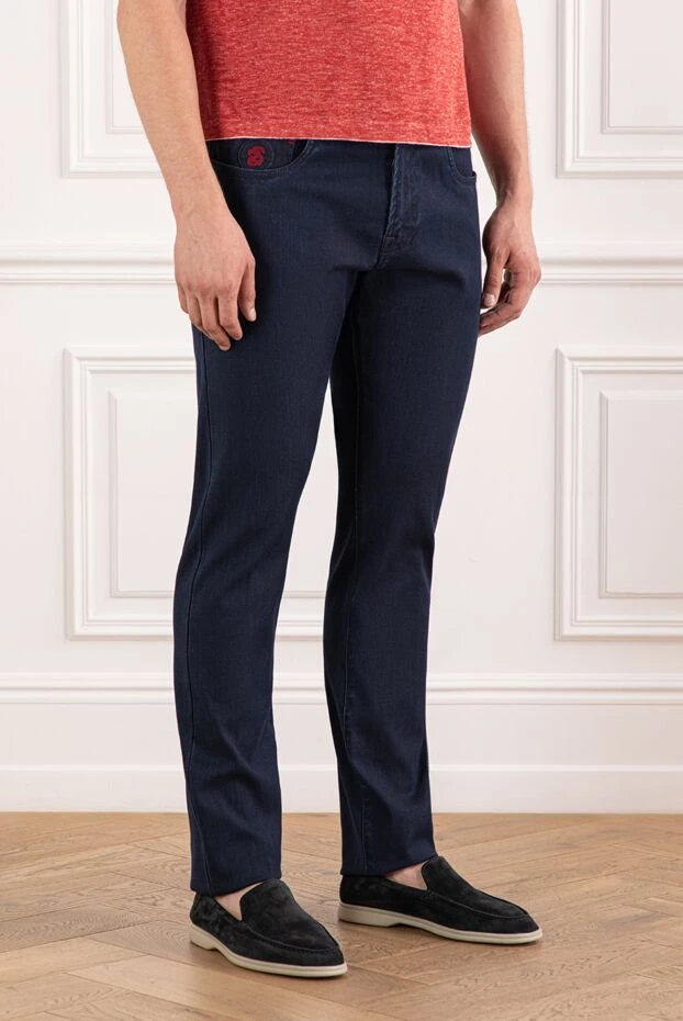 Scissor Scriptor қалтасында қызыл кестелі көк джинсы
 190112 - фото 3