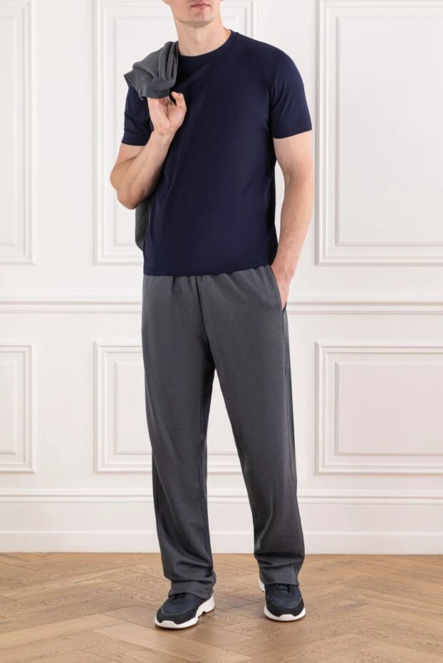 Cesare di Napoli хлопковая футболка в темно-синем цвете с минималистичным дизайном
190116 - фото 2